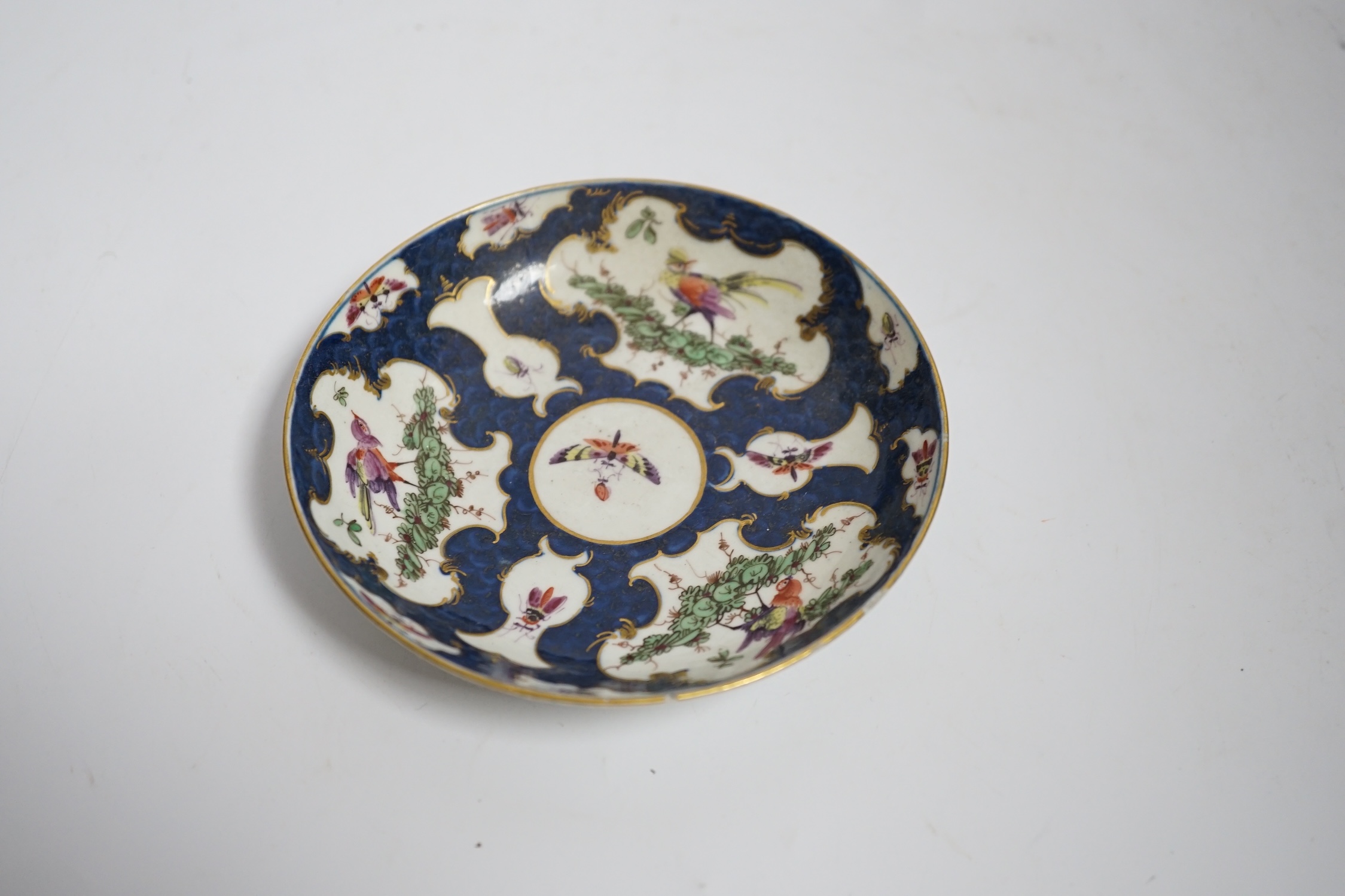 A Worcester scale blue cup and saucer, c.1775